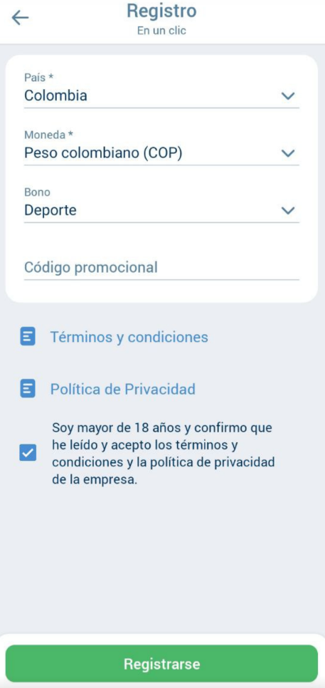 Registro en 1xBet