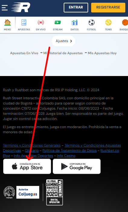 App de Rushbet para Android e iOS 1