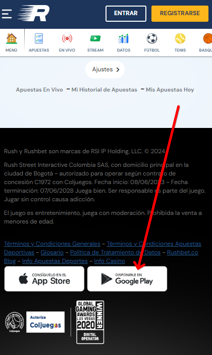 App de Rushbet para Android e iOS 2