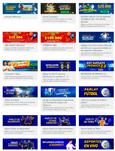Bonificaciones por registrarse en Wplay y otras promociones