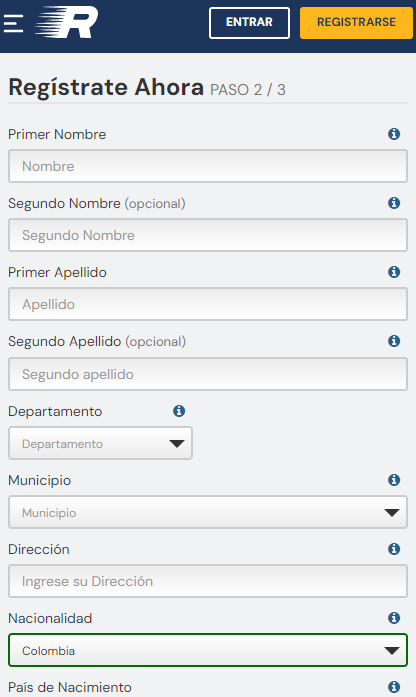 Registro de una cuenta de usuario en el sitio web oficial 3