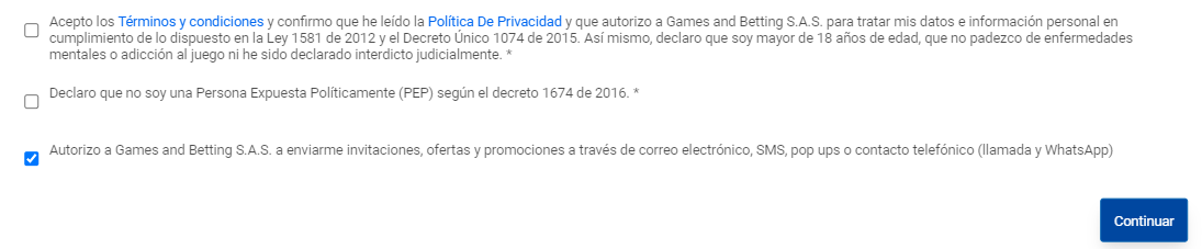 Registro de una cuenta en el sitio web oficial 1