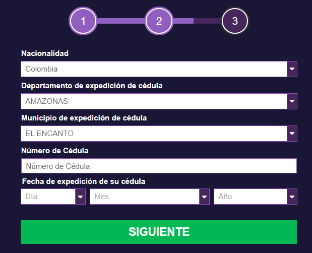 Registro de una cuenta en el sitio web oficial 1