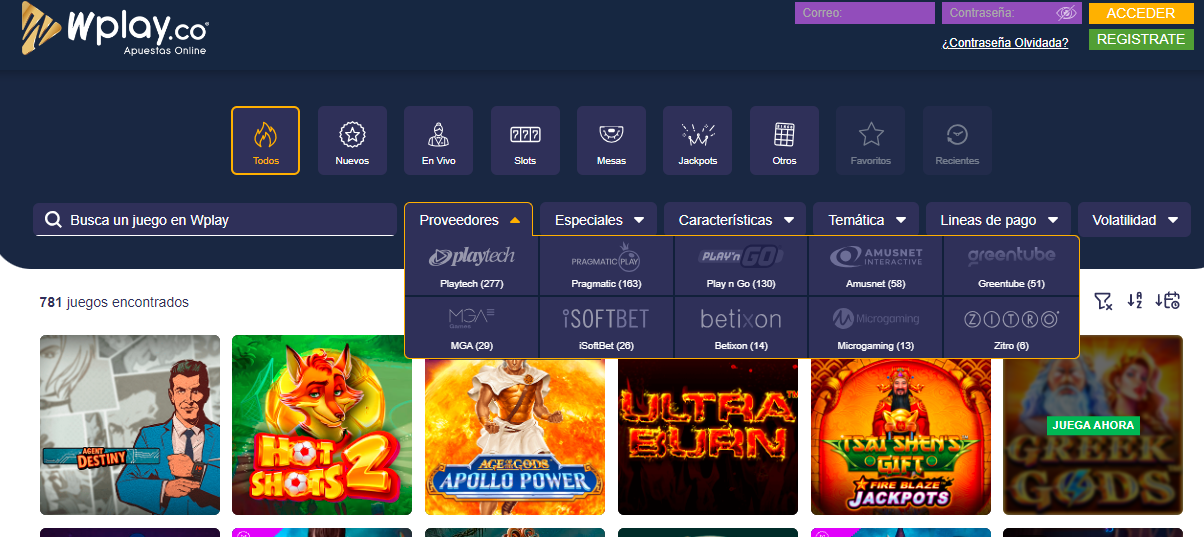 Wplay Casino: interesantes juegos y sus características